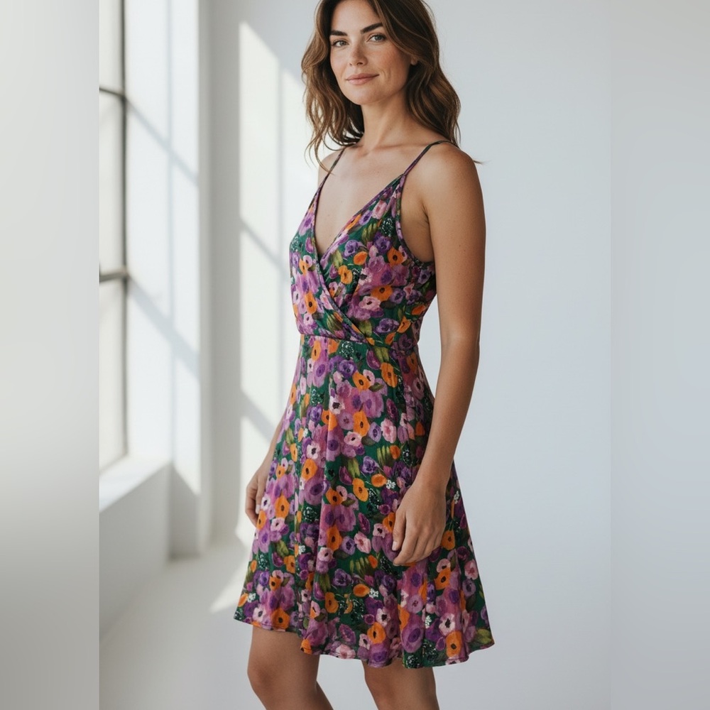 Floral Dress V-neck Floral Dress Size M Weeczzy New